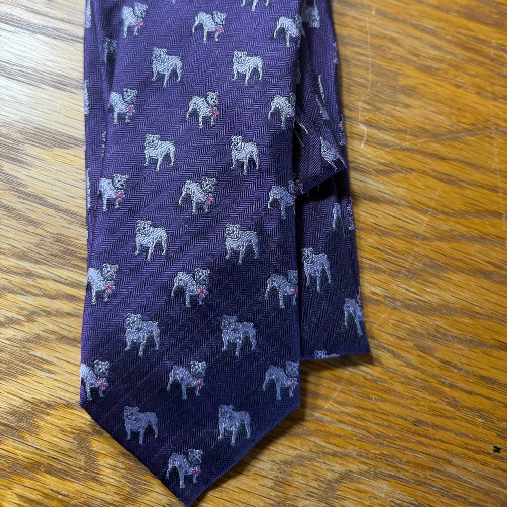 Thomas PINK of LondonPurple Bulldog Pattern Tie